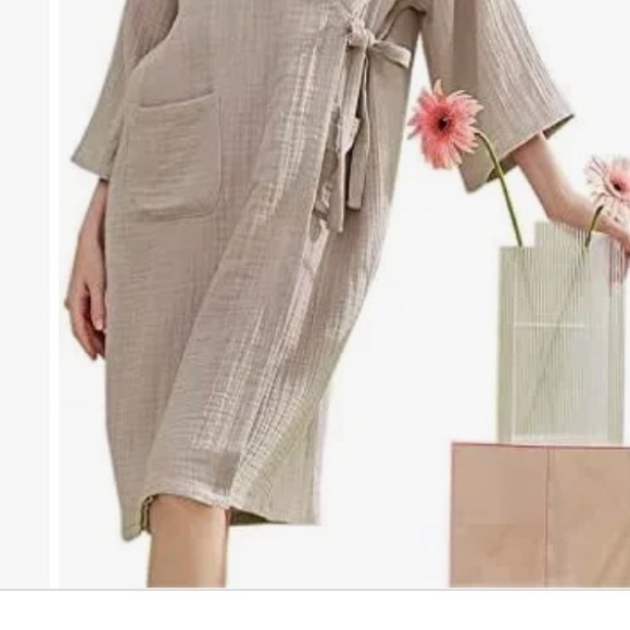 NWT BETUSLINE beige Crossover cotton blend woman’s robe size 2 XL - Picture 2 of 13